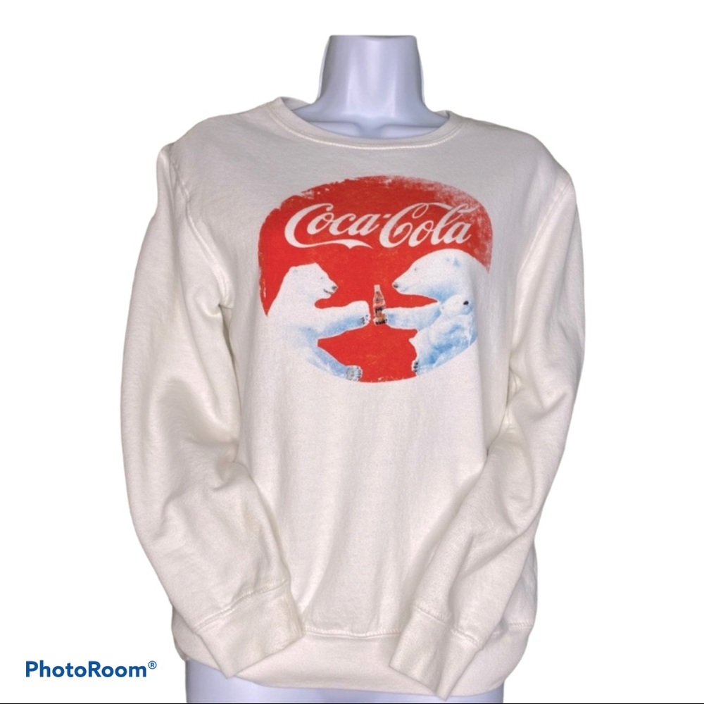 Coca Cola Y2K Polar Bear Sweatshirt White cute retro Unisex S Men M Women
